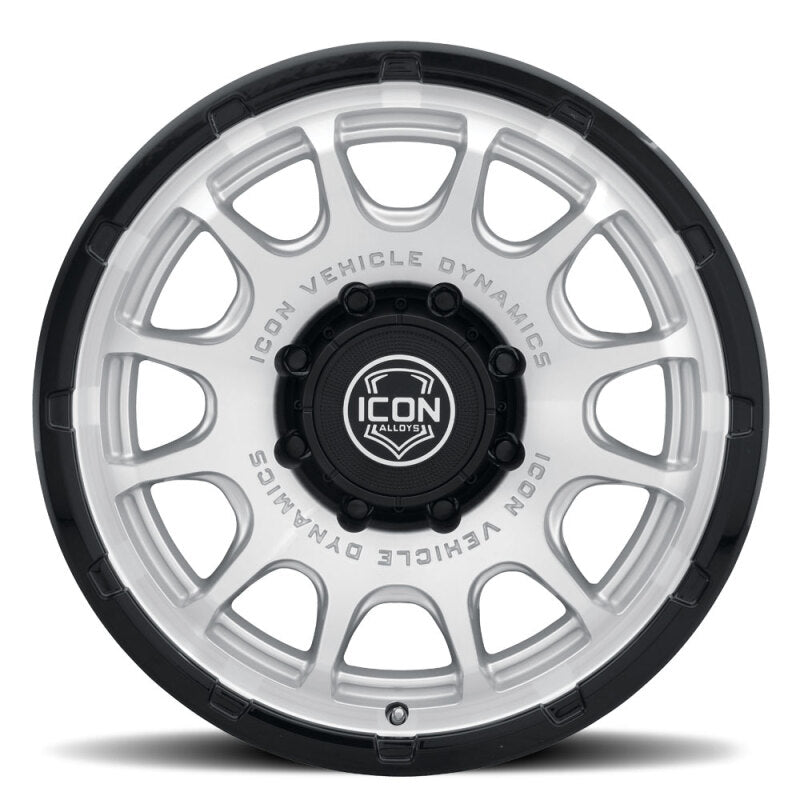 ICON Alloys Rancho 20x9 / 8x180 / 12mm / 5.5in BS Silver Machined w/ Gloss Black Lip Wheel - 8420908955SMGB