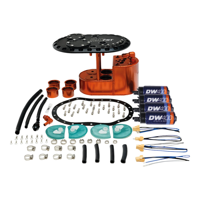 DeatschWerks 2.0L Staged Fuel Cell Surge Tank (Includes 4 DW400 Fuel Pumps) - 6-401-20FST
