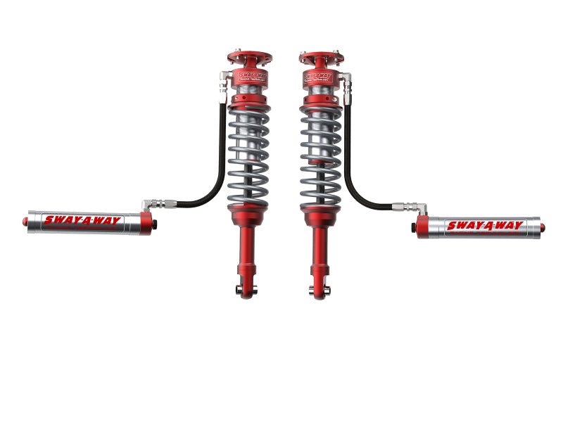aFe Sway-A-Way 10-14 F150/Raptor 6.2L 3.0 Front Coilover Kit w/ Remote Reservoirs and Compr Adjuster - 301-5000-01-CA