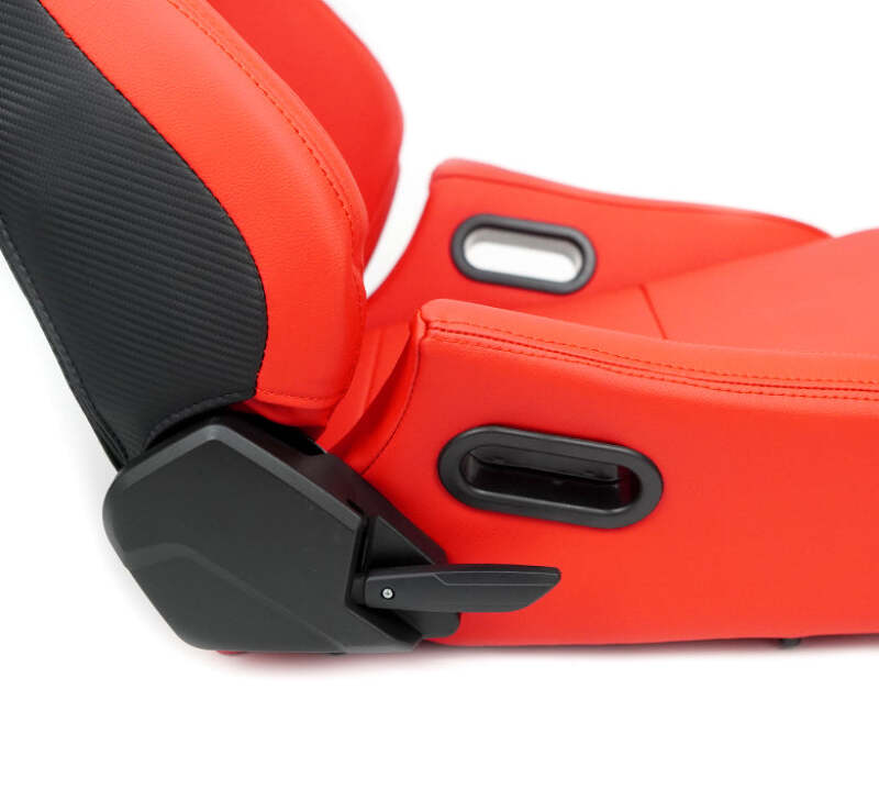 NRG Omega Reclinable Racing Seat (Pair) Red with Black Carbon Vinyl Back - RSC-750RD/BK L/R