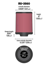 Load image into Gallery viewer, K&amp;N Universal Rubber Filter 2-1/4in FLG x 5-1/8in Base x 4-5/8in Top x 6in Height - RU-3560