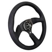 Load image into Gallery viewer, NRG Reinforced Steering Wheel (350mm / 2.5in. Deep)Blk Alcantara Comfort Grip w/4mm Matte Blk Spokes - RST-023MB-SA
