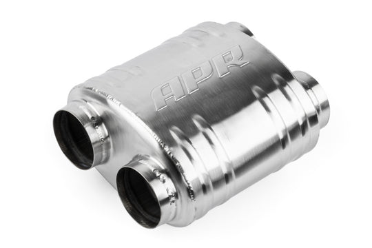 APR Premium Sound Absorption Muffler - Dual 70mm (2.75in) - Oval Body 217mm x 134mm x 210mm - MUH0011