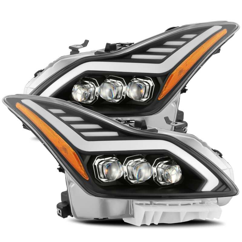 AlphaRex 08-13 Infiniti G37 NOVA LED Proj Headlights Alpha Black w/Activ Light/Seq Signal/Switch DRL - 881986
