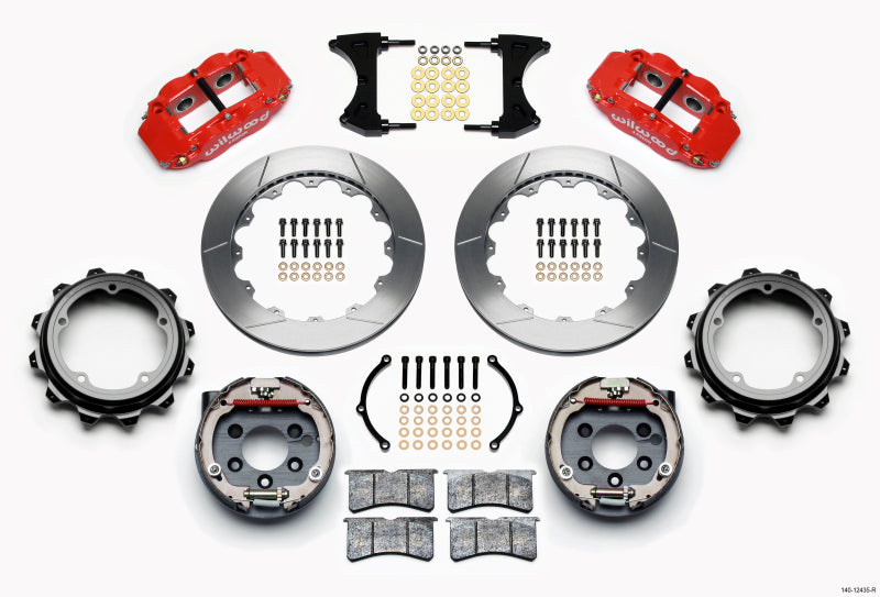 Wilwood Narrow Superlite 4R Rear P-Brk Kit 12.88in Red Strange Eng Floater 3.49in Offset - 140-12435-R