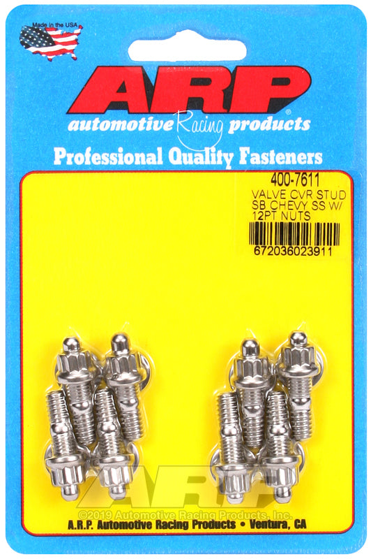 ARP SB Chevy Stamped Steel Covers SS 12 pt Valve Cover Stud Kit - 400-7611
