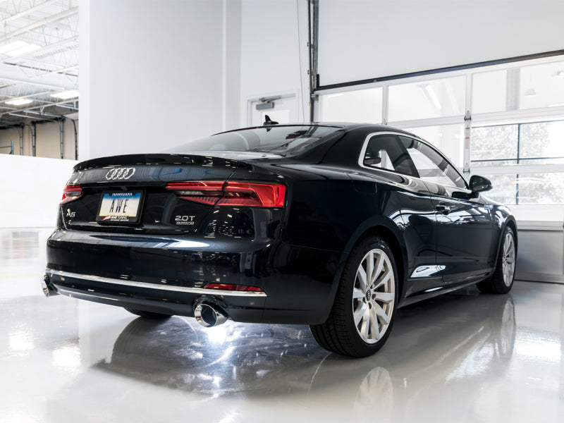 AWE Tuning Audi B9 A5 Track Edition Exhaust Dual Outlet - Chrome Silver Tips (Includes DP) - 3020-32032