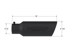 Load image into Gallery viewer, MBRP Universal Tip 6in OD Rolled End 4in Inlet 18in L Black Coated Exhaust Tip - T5130BLK