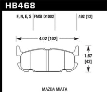 Load image into Gallery viewer, Hawk 03-05 Miata w/ Sport Suspension HP+ Street Rear Brake Pads (D1002) - HB468N.492
