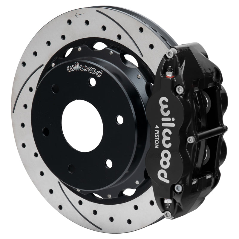 Wilwood 03-08 Audi A4 FNSL4R Rear Big Brake Kit 12.88in Drilled & Slotted Rotor - Black - 140-18151-D