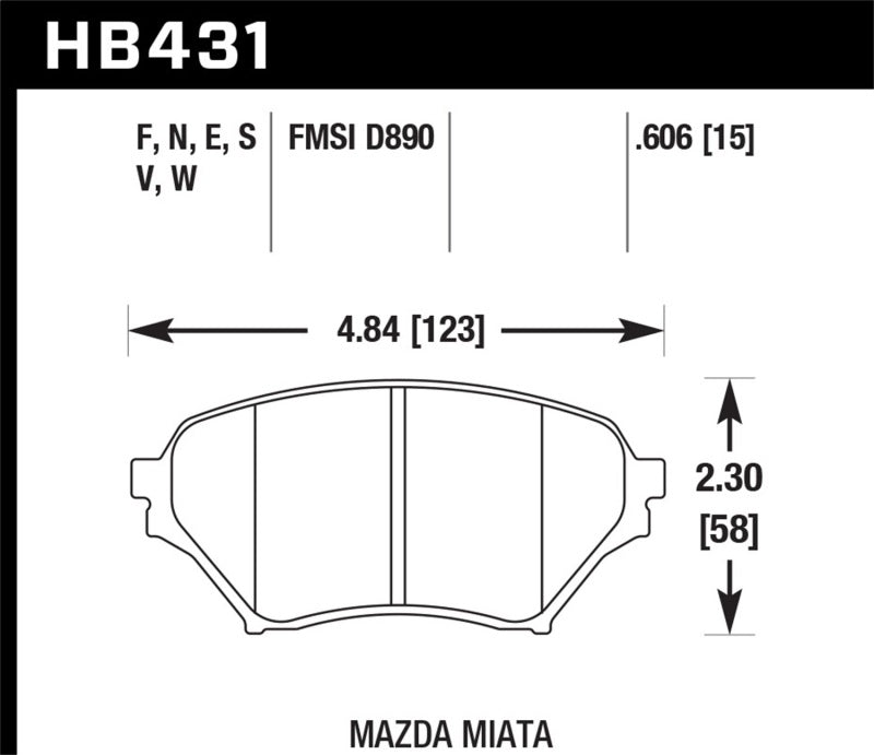 Hawk 01-05 Mazda Miata 1.8L Base OE Inc. Clips Shims Front ER-1 Brake Pads - HB431D.606