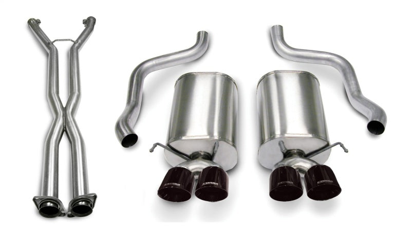Corsa 06-08 Corvette C6 Sport Cat-Back Dual Rear Exit w/ 3.5in Black PVD Tips - 14169CB6BLK
