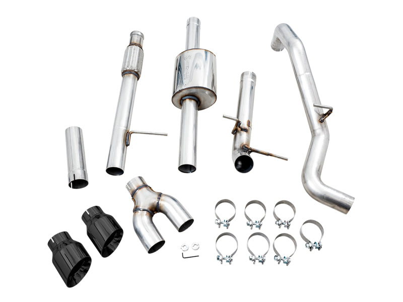 AWE Tuning 4th Gen GM 1500 5.3L 0FG Cat-Back Dual Side Exit (Flat Bumper) - Diamond Tips - 3015-23208
