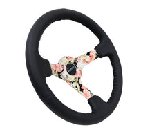 Load image into Gallery viewer, NRG Reinforced Steering Wheel (350mm / 3in. Deep) Blk Leather Floral Dipped w/ Blk Baseball Stitch - RST-036FL-R