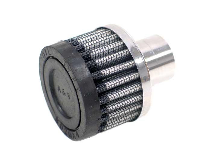 K&N Steel Base Crankcase Vent Filter/Breather 1in Vent OD x 2in OD x 1.5in Height - 62-1040