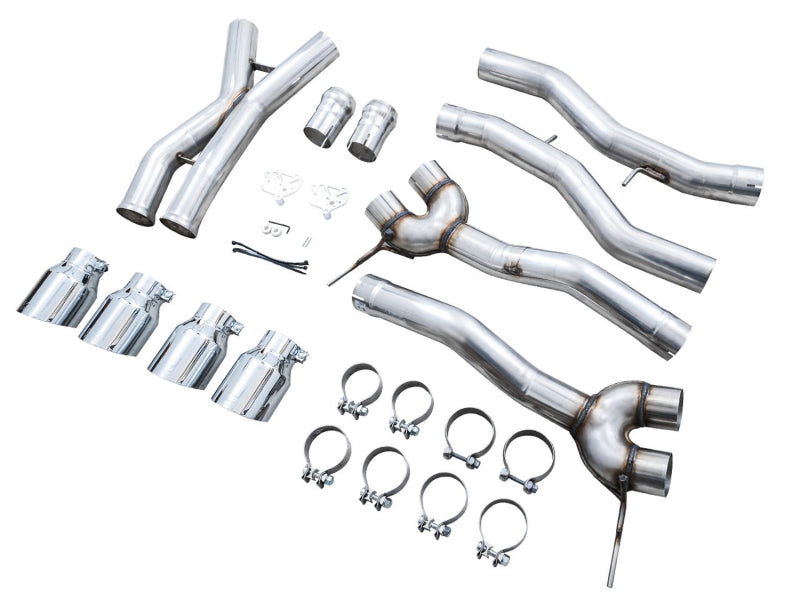 AWE Tuning Track Edition Cat-Back Exhaust for BMW G8X M3/M4 - Chrome Silver Tips - 3020-43482
