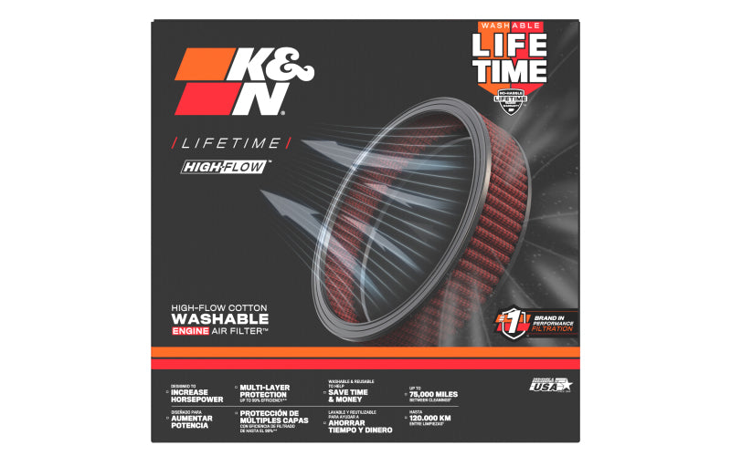 K&N Universal Custom Air Filter - Oval Shape 11.5in Outer Length / 8.125in Outer Width / 4in Height - E-3504