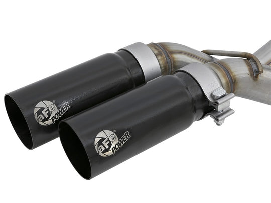 aFe Rebel Series Exht 3in SS Middle Side Exit CB w/ Black Tips 11-14 Ford F150 Ecoboost V6 3.5L (tt) - 49-43078-B
