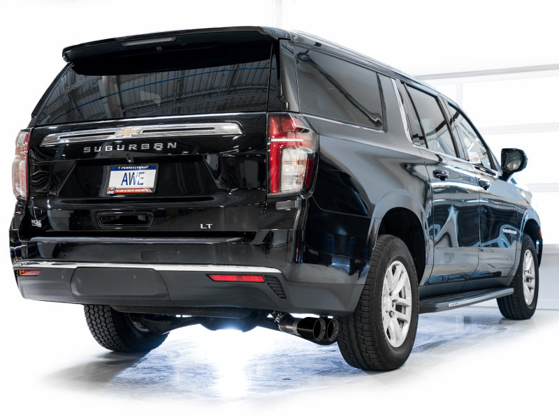 AWE Tuning 2021+ GMC Suburban/Yukon XL 5.3L 0FG Side Exit Catback Exhaust - Diamond Black Tips - 3015-33008