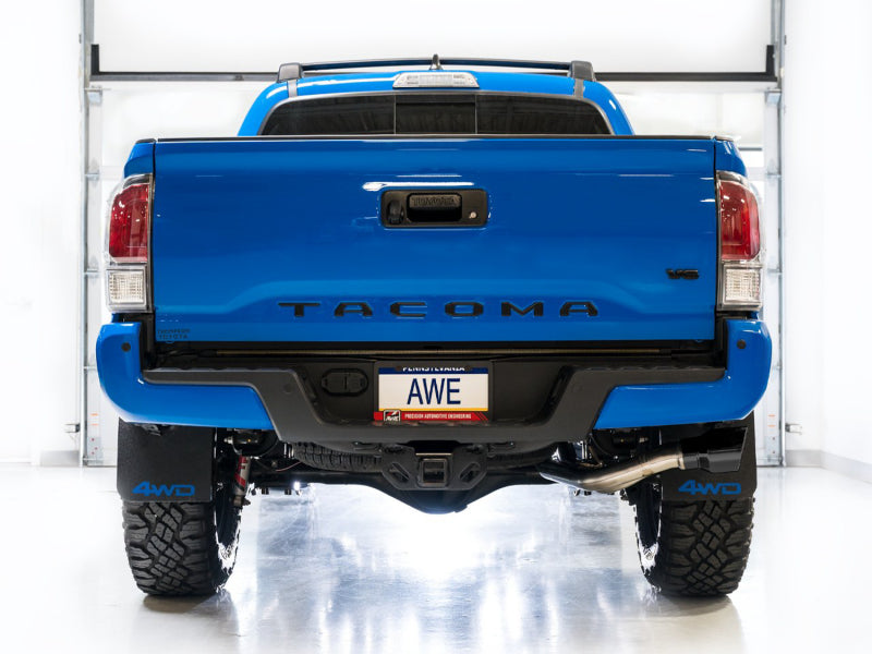 AWE Tuning 16-22 Toyota Tacoma 0FG Cat-Back Exhaust w/ BashGuard - Dual Diamond Black Tips - 3015-33826