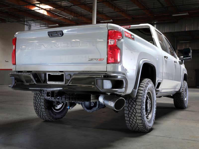 aFe Large Bore-HD 5in 409SS DPF-Back Exhaust System w/Blk Tip 24-25 GM Diesel Trucks V8-6.6L(td) L5P - 49-44147-B