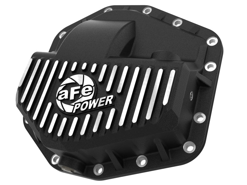 aFe POWER Pro Series Front Diff Cover Black w/ Machined Fins Ford F-250/350 23-26 (Dana M235) - 46-71480B