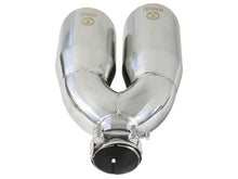 Load image into Gallery viewer, aFe Takeda 2.5in 304 Stainless Steel Clamp-on Tip Passenger Side 2.5in Inlet 4inDual - Polished - 49T25484-P121