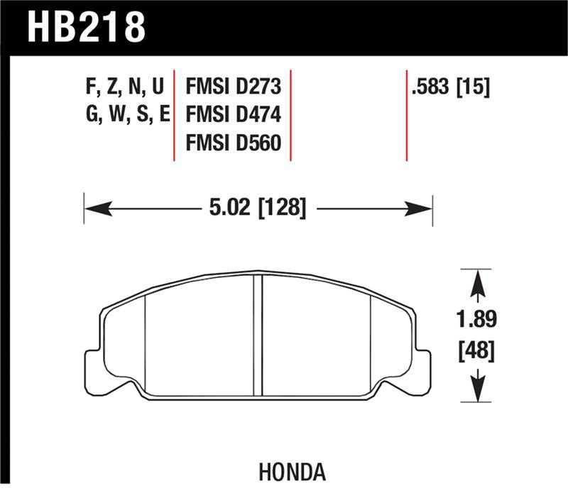 Hawk Honda Accord/Civic/CRX Front Race Blue 9012 Brake Pads - HB218E.583