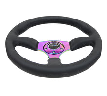 Load image into Gallery viewer, NRG Reinforced Steering Wheel (350mm / 2.5in. Deep) Leather Race Comfort Grip w/4mm Neochrome Spokes - RST-023MC-R