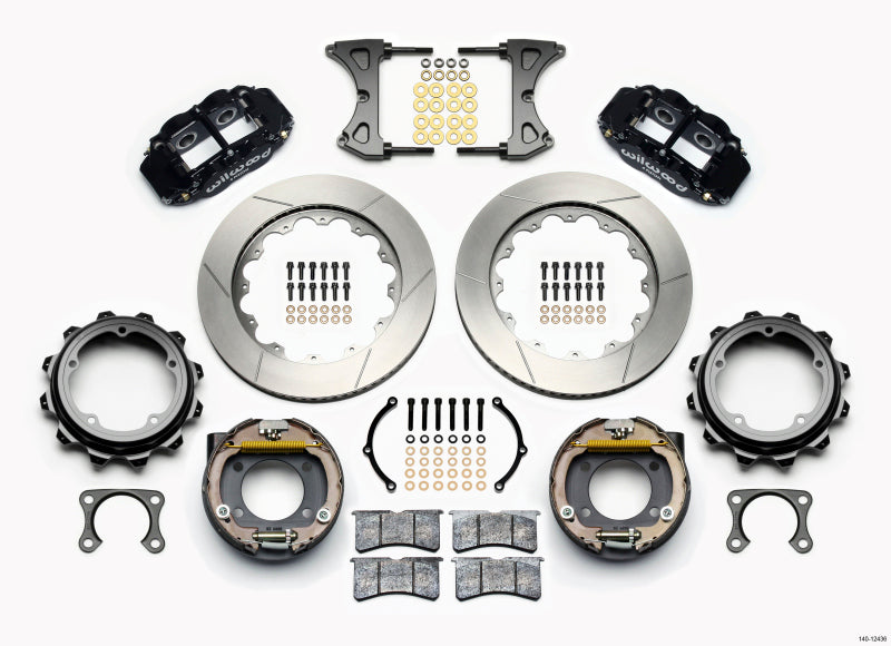 Wilwood Narrow Superlite 4R Rear P-Brk Kit 14.00in Strange Eng Floater 3.49in Offset - 140-12436