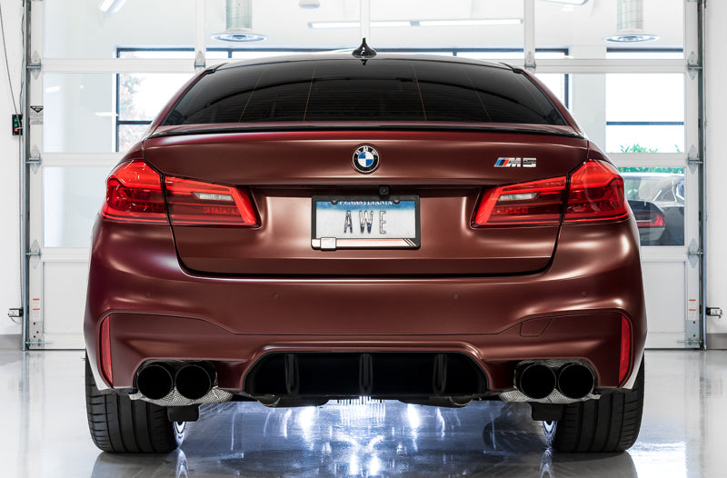 AWE Tuning 18-19 BMW M5 (F90) 4.4T AWD SwitchPath Axle-Back Exhaust - Diamond Black Tips - 3025-43065