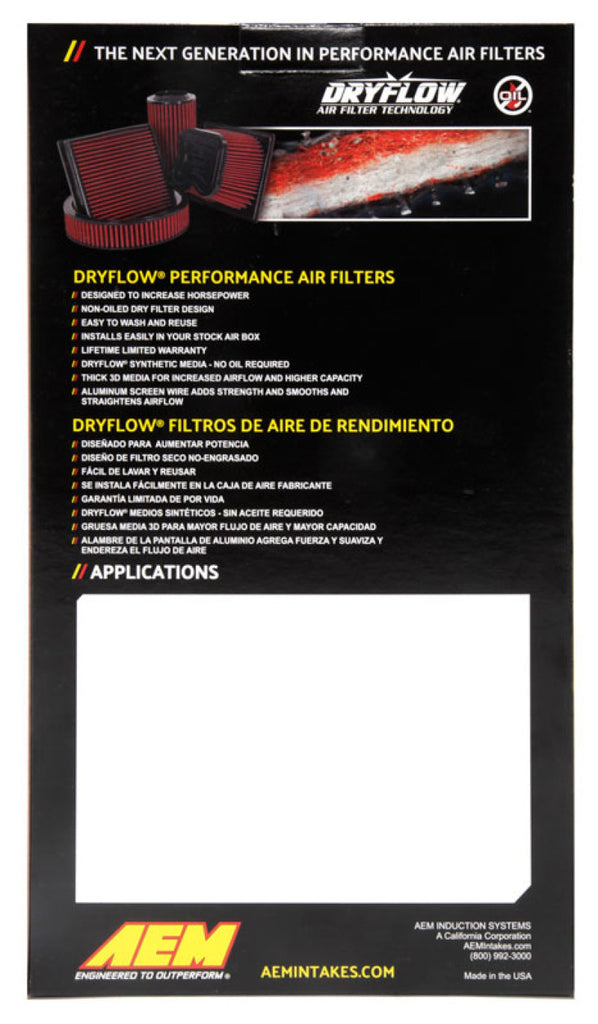 AEM 17-20 Subaru BRZ 2.0L DryFlow Air Filter - 28-50060