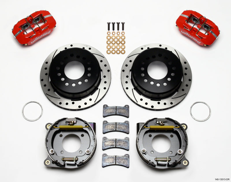 Wilwood Dynapro Low-Profile 11.00in P-Brake Kit Drill-Red BOP Axle 2.75in Bearing 2.75 Offset - 140-13513-DR