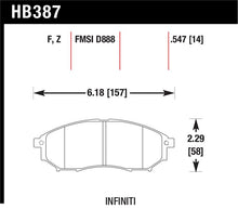 Load image into Gallery viewer, Hawk 06-09 350z/ 05-08 G35 w/o Brembo Performance Ceramic Street Front Brake Pads - HB387Z.547