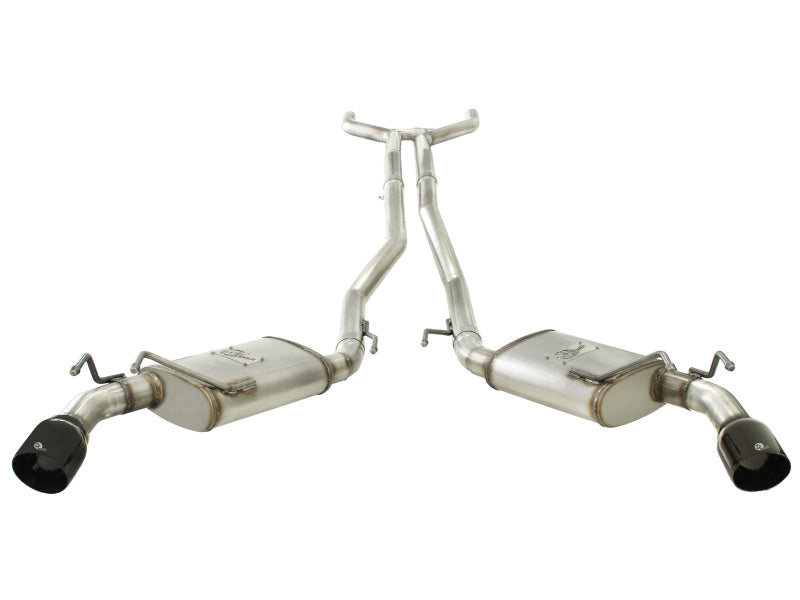aFe MACHForce XP Exhaust 2.5in Stainless Steel CB/10-13 Chevy Camaro V6-3.6L (td) (gloss blk tip) - 49-44042-B