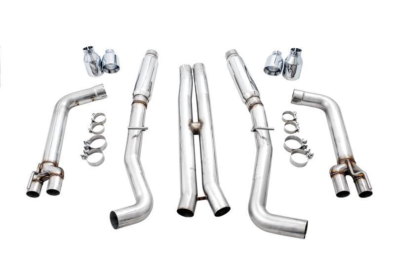 AWE Tuning 2015+ Dodge Challenger 6.4L/6.2L SC Track Edition Exhaust - Quad Chrome Silver Tips - 3015-42136