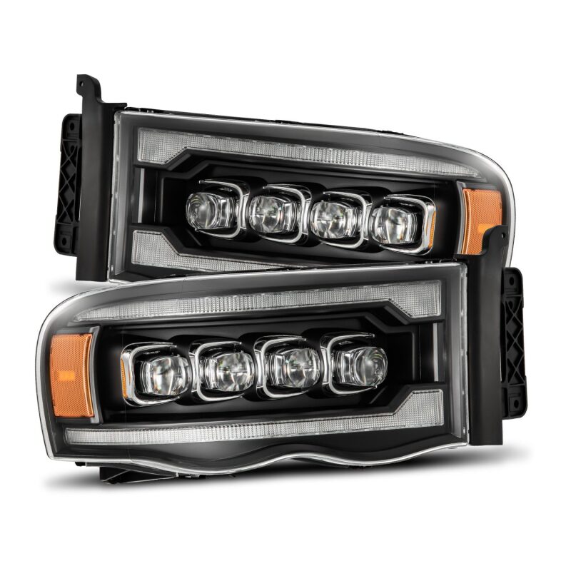 AlphaRex 02-05 Dodge Ram 1500 NOVA LED Proj Headlights Plank Style Blk w/Activ Light/Seq Signal - 880564