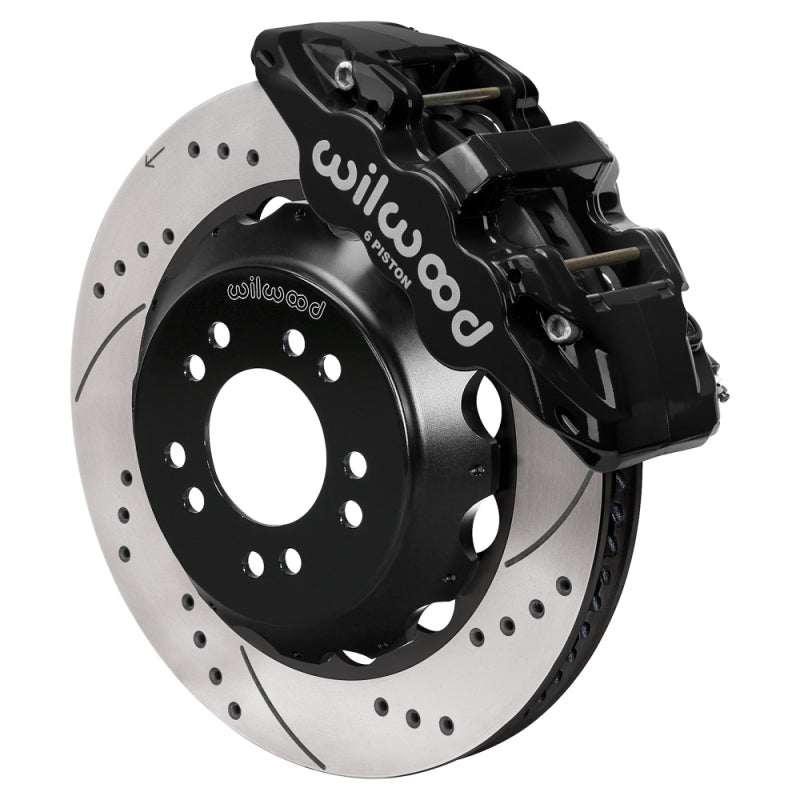 Wilwood Ford Mustang II Ford Aero6 Front Brake Kit w/ 14.00in Drilled & Slotted Rotor - Black - 140-18367-D