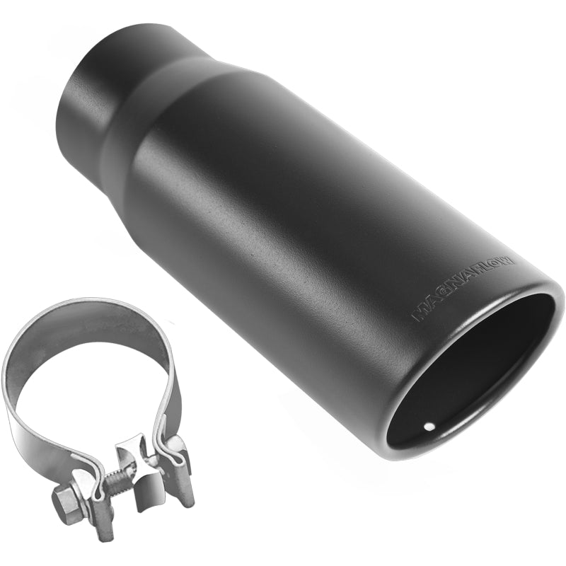 MagnaFlow Tip Stainless Black Coated Single Wall Round Single Outlet 5in Dia 3.5in Inlet 14.5in L - 35237