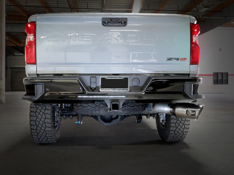 aFe Large Bore-HD 5in 409SS DPF-Back Exhaust System w/Pol Tip 24-25 GM Diesel Trucks V8-6.6L(td) L5P - 49-44147-P