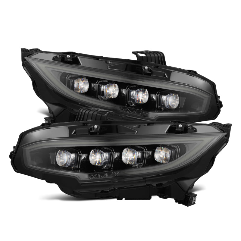 AlphaRex 16-21 Honda Civic NOVA-Series LED Proj Headlights Alpha-Black w/Actv Lgt & Seq.Sig / SB DRL - 880492