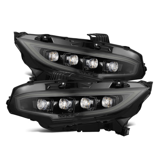 AlphaRex 16-21 Honda Civic NOVA-Series LED Proj Headlights Alpha-Black w/Actv Lgt & Seq.Sig / SB DRL - 880492