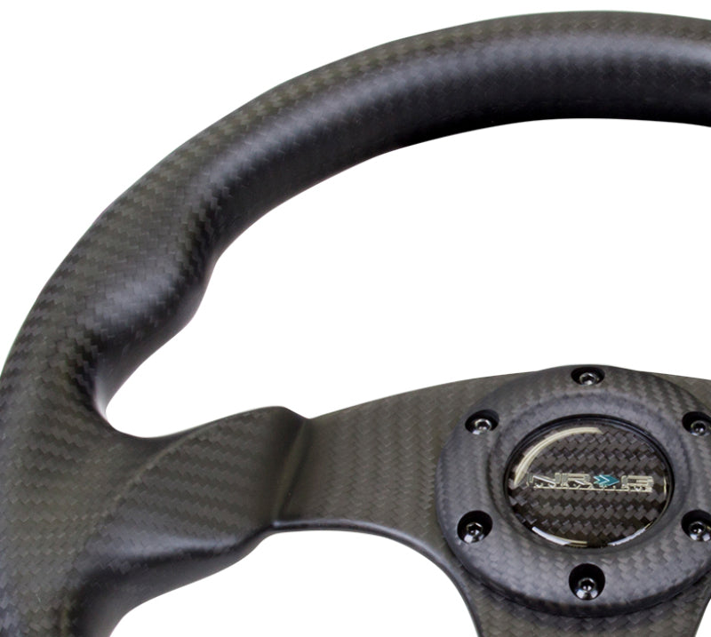 NRG Carbon Fiber Steering Wheel (320mm) Flat Bottom Matte Black Carbon - ST-009CF/MB