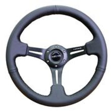Load image into Gallery viewer, NRG Reinforced Steering Wheel (350mm / 3in. Deep) Black Leather w/ Black Stitching - RST-018R