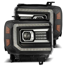 Load image into Gallery viewer, AlphaRex 14-18 GMC Sierra LUXX LED Proj Headlights Plank Style Black w/Activ Light/Seq Signal/DRL - 880615