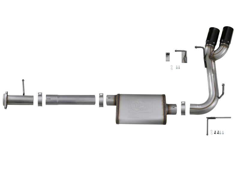 aFe Rebel Series CB 3in Middle Side Exit SS Exht w/ Black Tips 15-17 Chevy Colorado / GMC Canyon - 49-44061-B