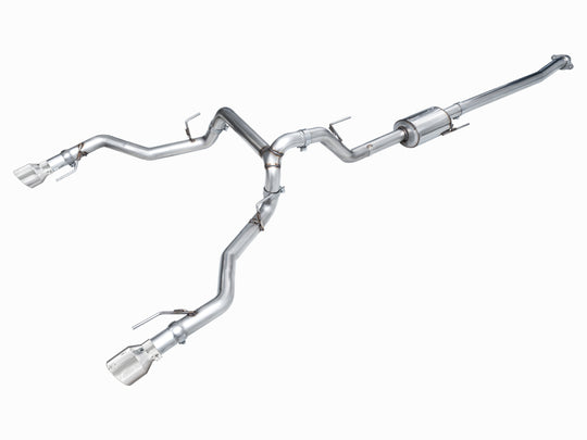 AWE Tuning 2021+ Ford F150 Tremor w/ Bumper Cutouts 0FG Non-Resonated Cat-Back w/ Chrome Silver Tips - 3020-32402