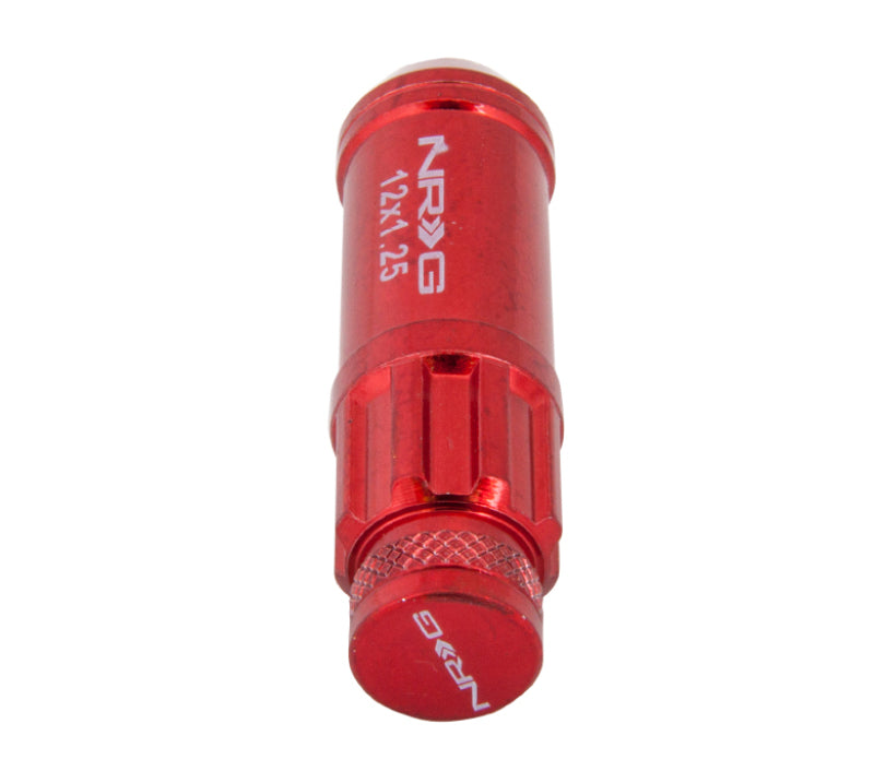 NRG 700 Series M12 X 1.25 Steel Lug Nut w/Dust Cap Cover Set 21 Pc w/Locks & Lock Socket - Red - LN-LS710RD-21