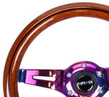 Load image into Gallery viewer, NRG Classic Wood Grain Steering Wheel (310mm) Dark Wood &amp; Black Line Inlay w/Neochrome 3-Spoke Ctr. - ST-310BRB-MC
