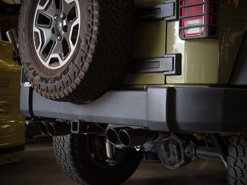 aFe Vulcan Series 2.5in 304SS Cat-Back Exhaust 07-18 Jeep Wrangler (JK) V6-3.6/3.8L w/ Black Tips - 49-38087-B